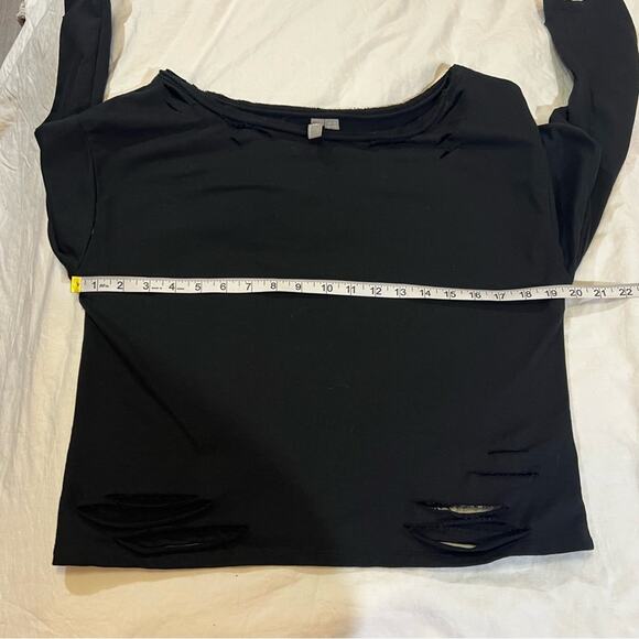 ASOS shredded cropped sweatshirt size 0 Black - Picture 8 of 11